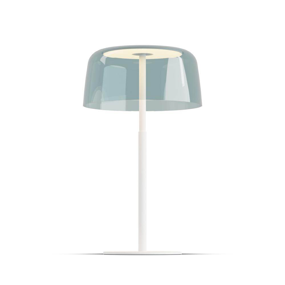Koncept Lighting YUT-SW-MWT+SBLU Yurei Table Lamp (Matte White) with 14" Acrylic Shade, Blue